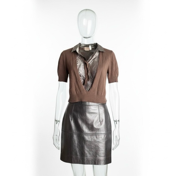 Marni Brown Cashmere Cardigan with metallic frontal insert IT Sz.40 US Small - Picture 2 of 14